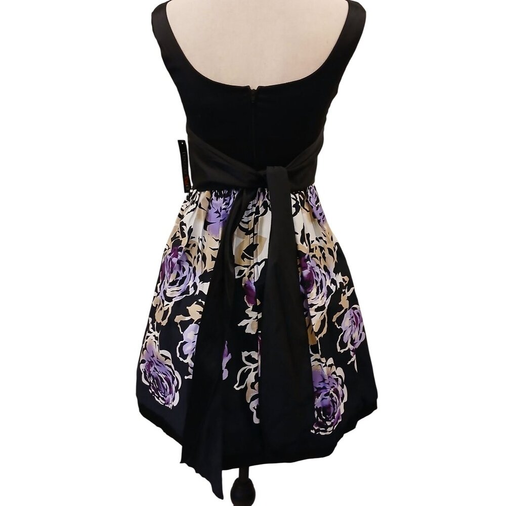Teeze Me Jr Dress Size 3 Black Purple Floral Cotton Blend Sleeveless NWT #I-12 - Picture 6 of 13